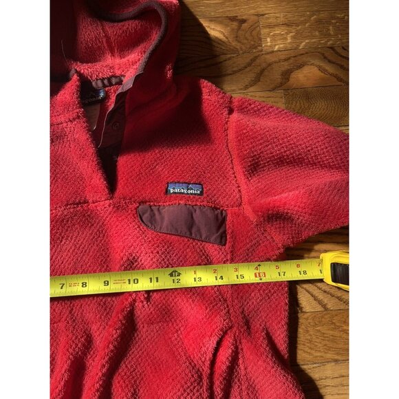 Womens Patagonia Bright Red Polartec Deep Fleece Snap T Pullover Hoodie Small - Picture 6 of 9